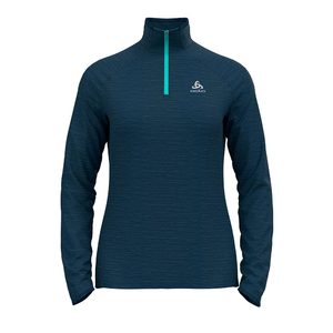 Odlo Run Easy Warm Midlayer 1/2 Zip Hardloopshirt Lange Mouwen Donkerblauw