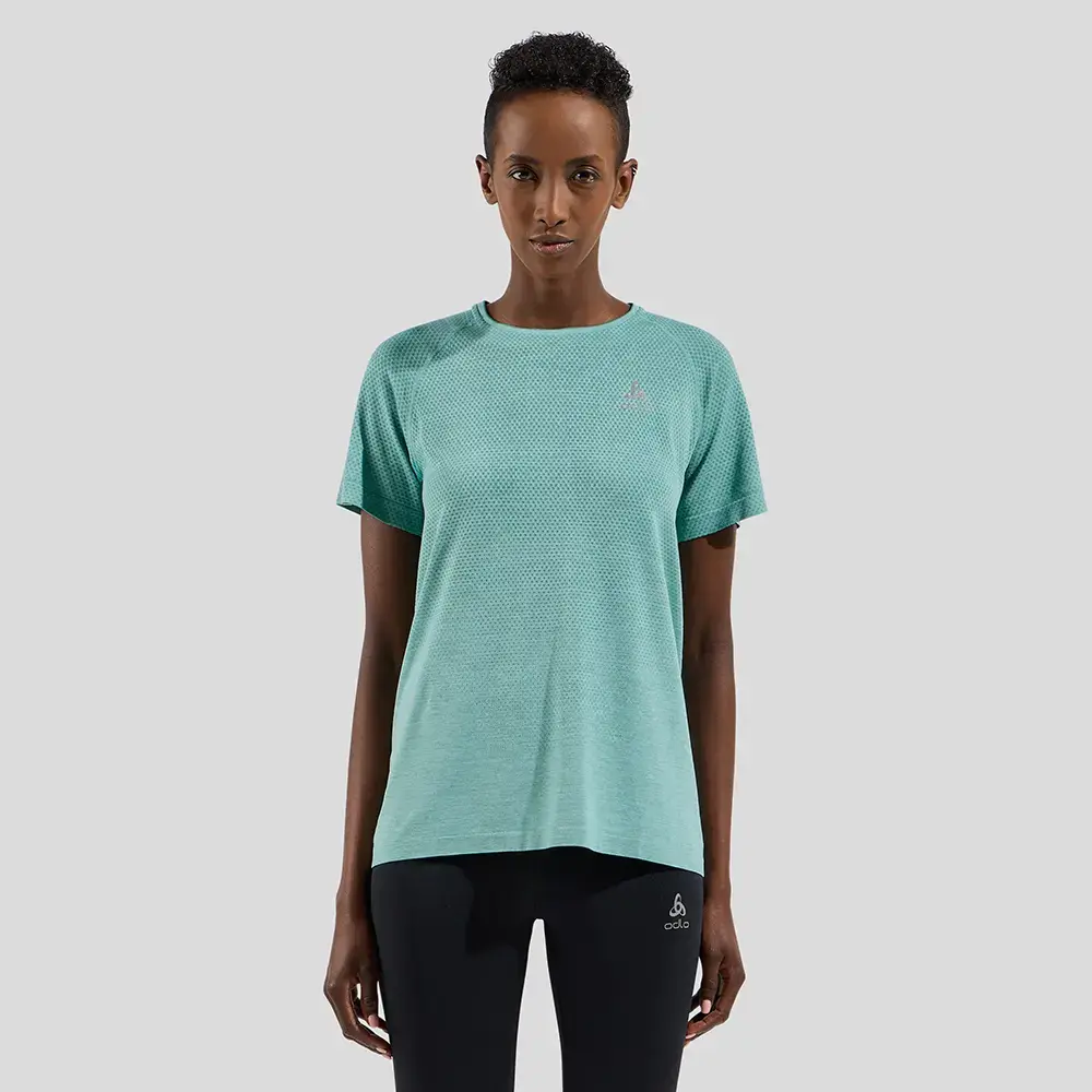 Odlo Essential Seamless Hardloopshirt Korte Mouwen Groen Melange Dames