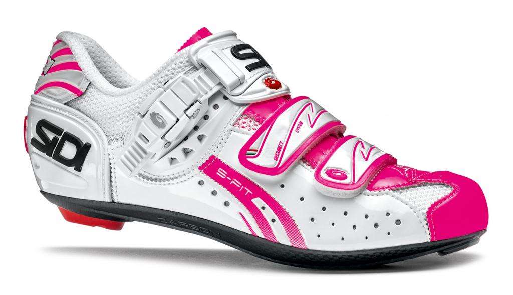 Sidi Genius 5 Fit Carbon Vernice Wielrenschoenen Wit/Fluor Roze Dames