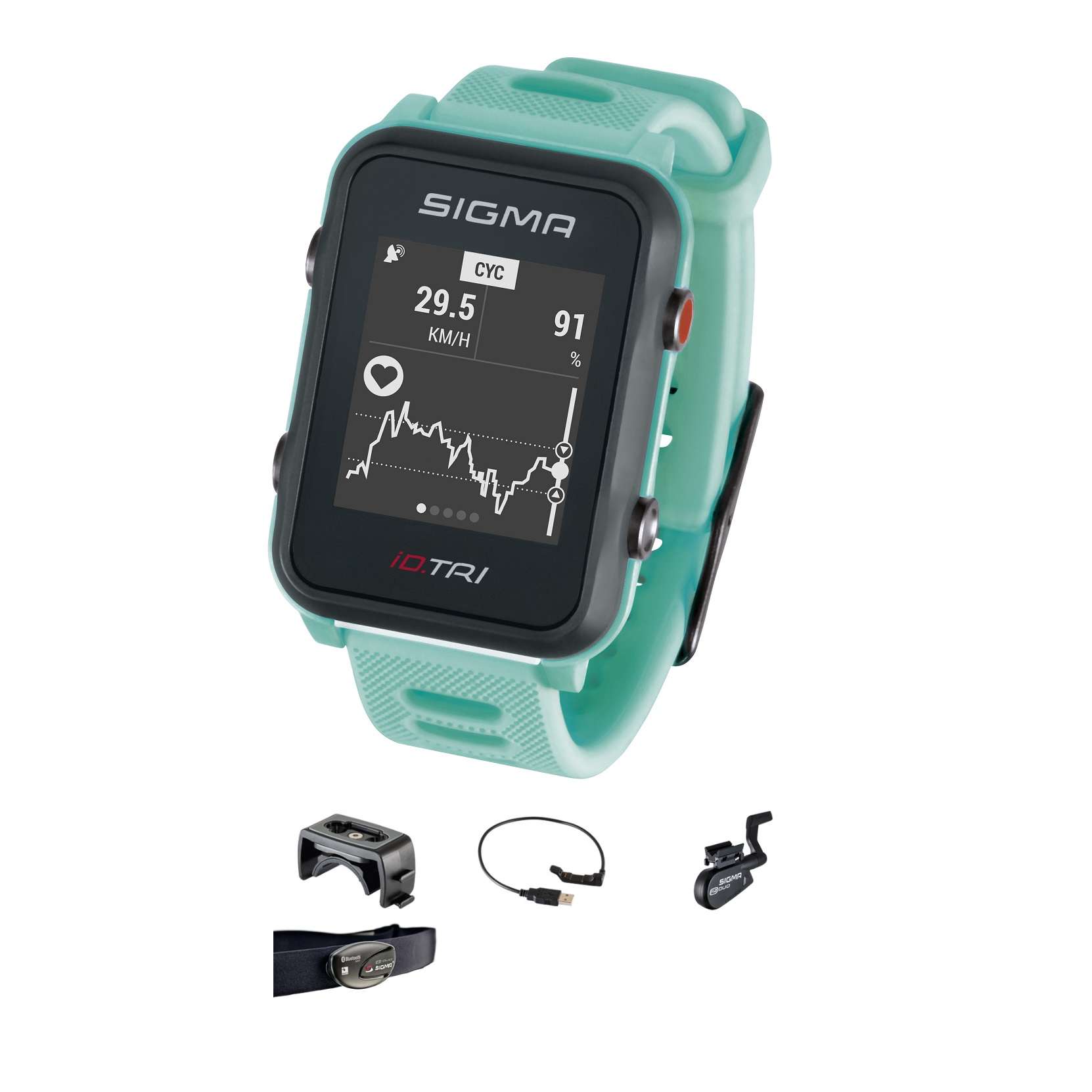 Sigma Sport iD.TRI Set GPS Sporthorloge Mintgroen