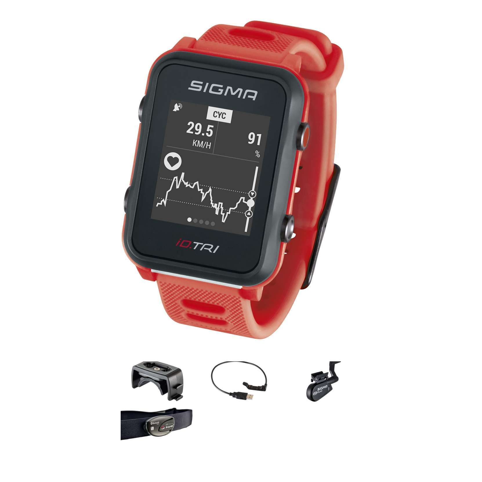 Sigma Sport iD.TRI Set GPS Sporthorloge Rood