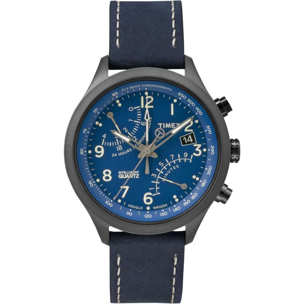 Timex IQ Fly-Back Chronograph Horloge Blauw