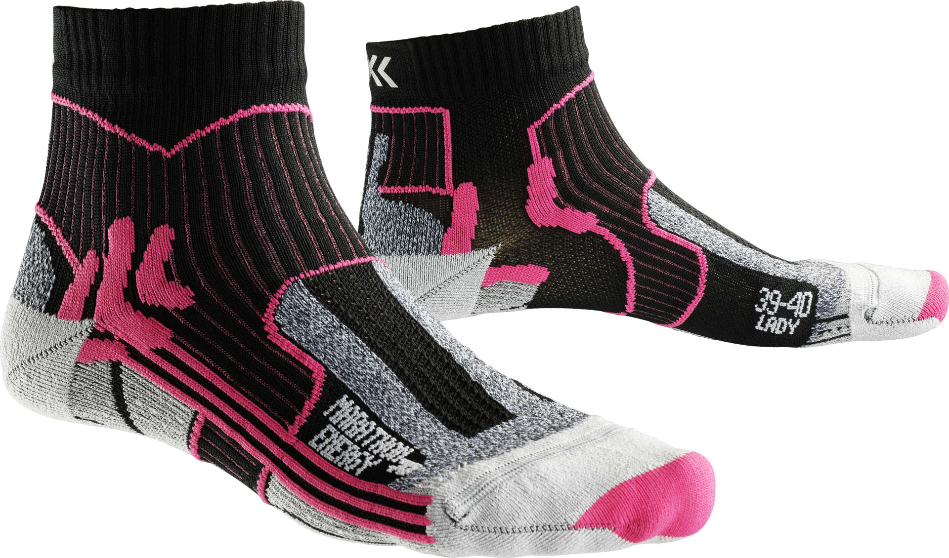 X-Socks Marathon Energy Hardloopsokken Zwart/Roze Dames