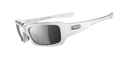 Oakley Fives Squared Polished Wit/Zwart Iridium Polarized Sport Zonnebril