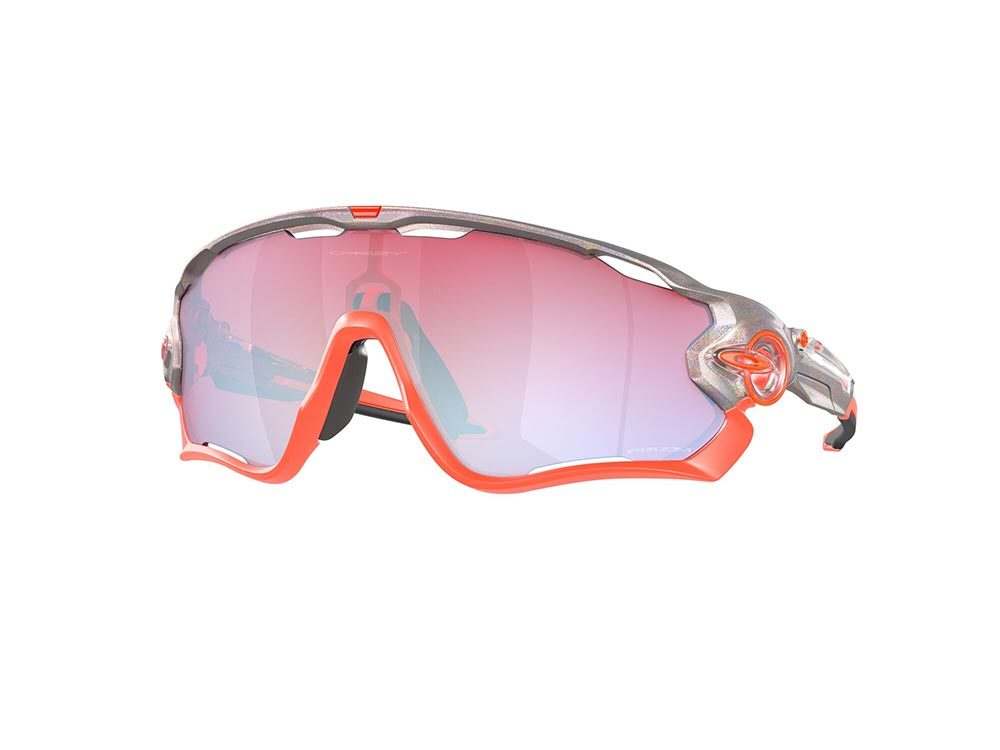 Oakley Jawbreaker Fietsbril Prizm Snow Sapphire Lens Zilver/Oranje