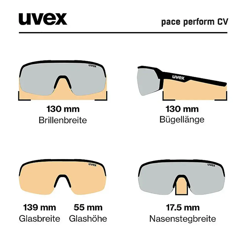 Uvex Pace Perform CV Sport Zonnebril Mat Zwart met Silver Lens