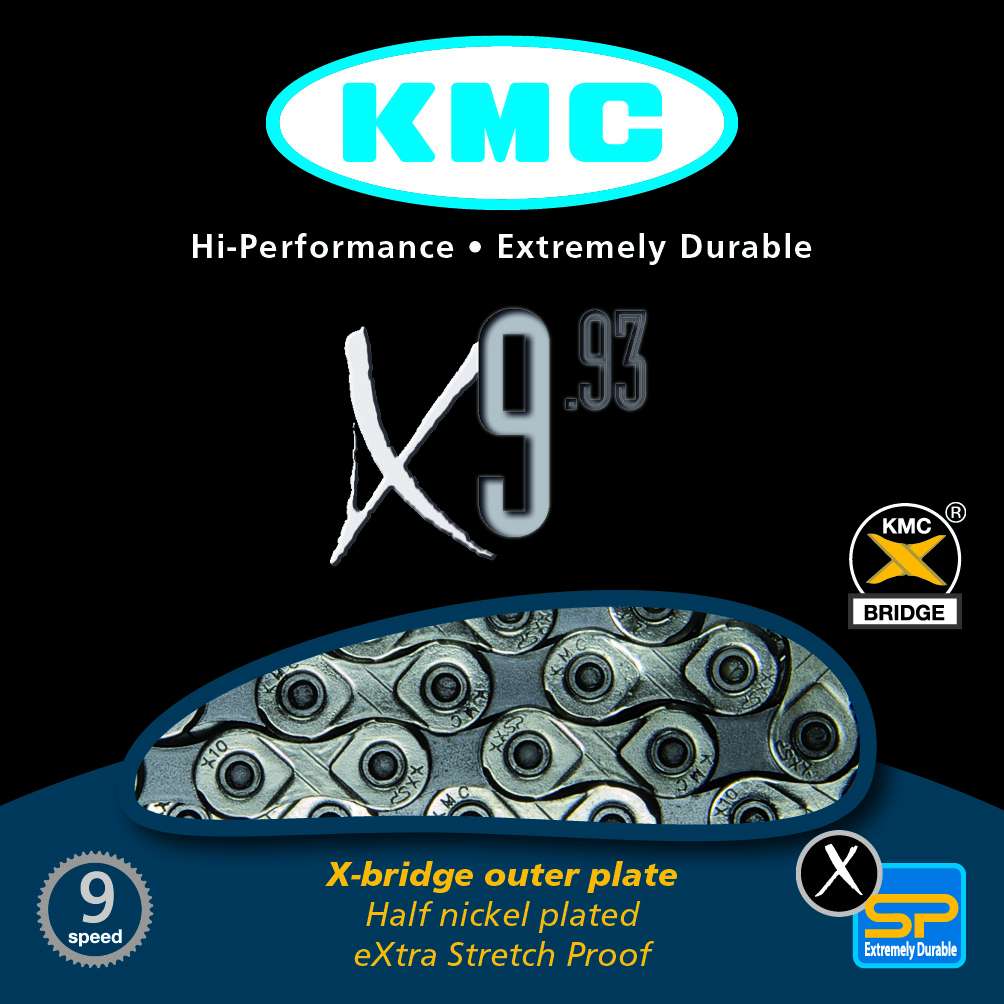KMC X9-93 9 speed Zilver/Grijs Fietsketting