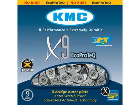 KMC X9 EPT EcoProteQ 9 speed Fietsketting Grijs