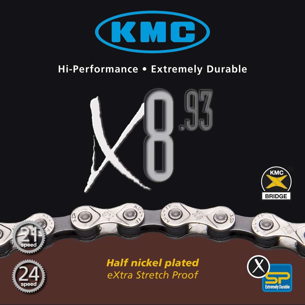 KMC X8-93 8-Speed Fietsketting Zilver/Grijs