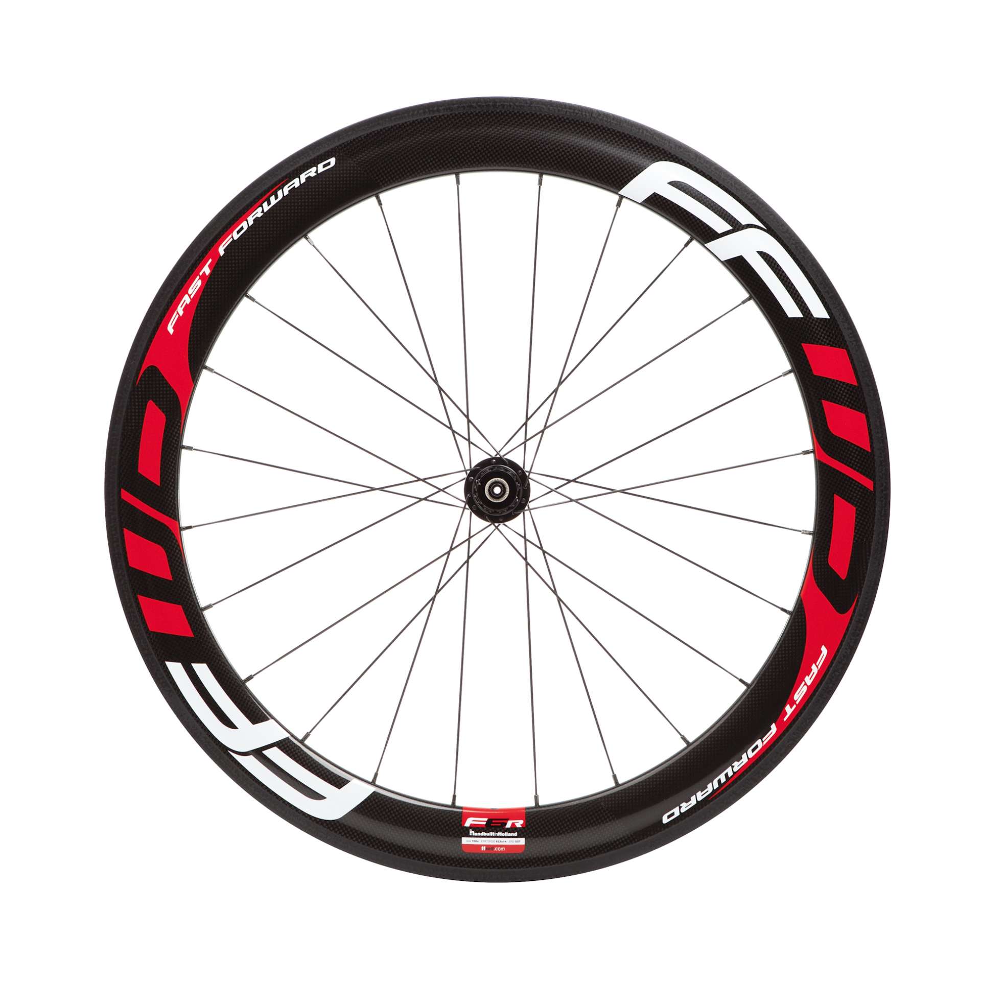 Fast Forward F6R Full Carbon Clincher Wielset Rood/Wit met FFWD Naaf