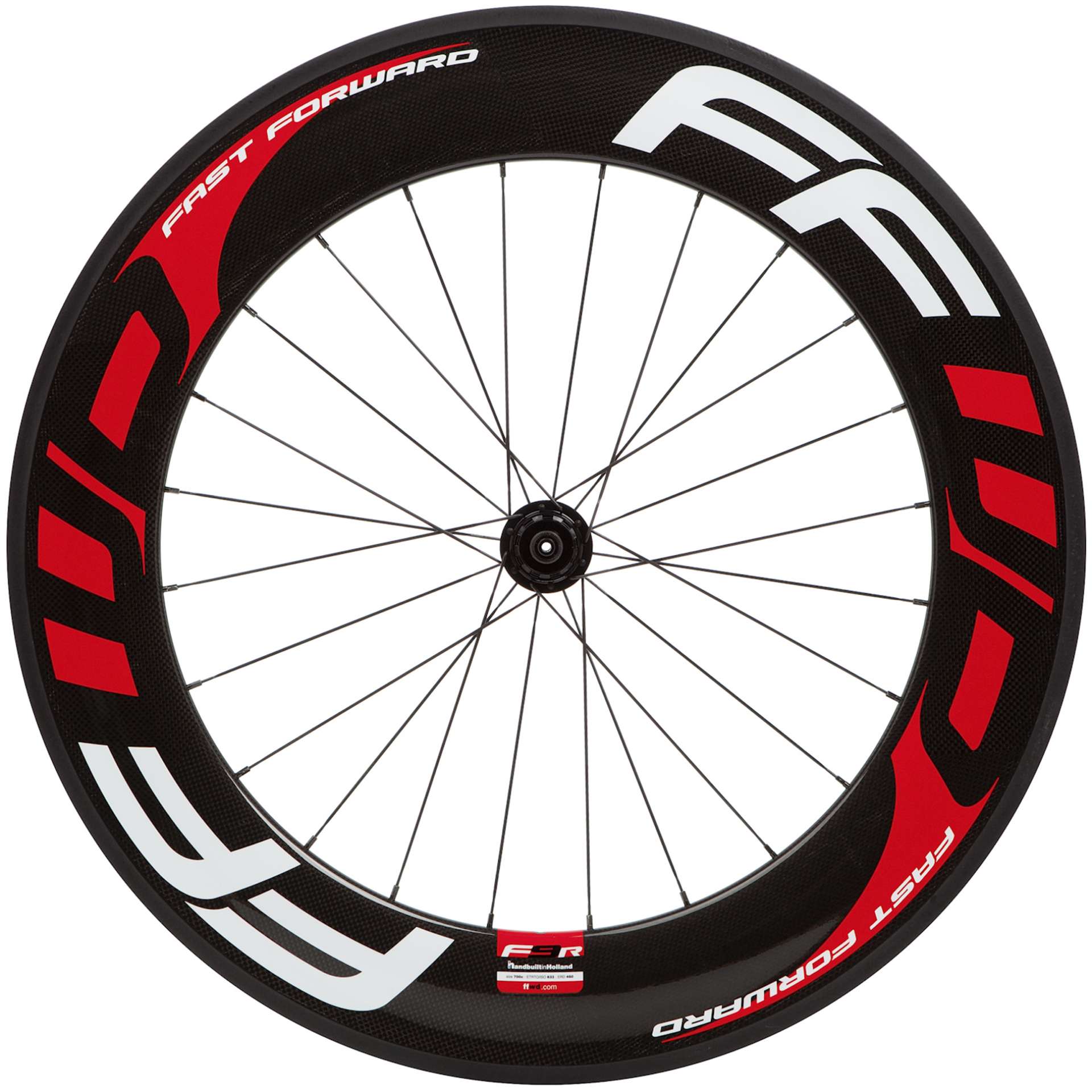 Fast Forward F9R Full Carbon Clincher Wielset Rood/Wit met FFWD Naaf
