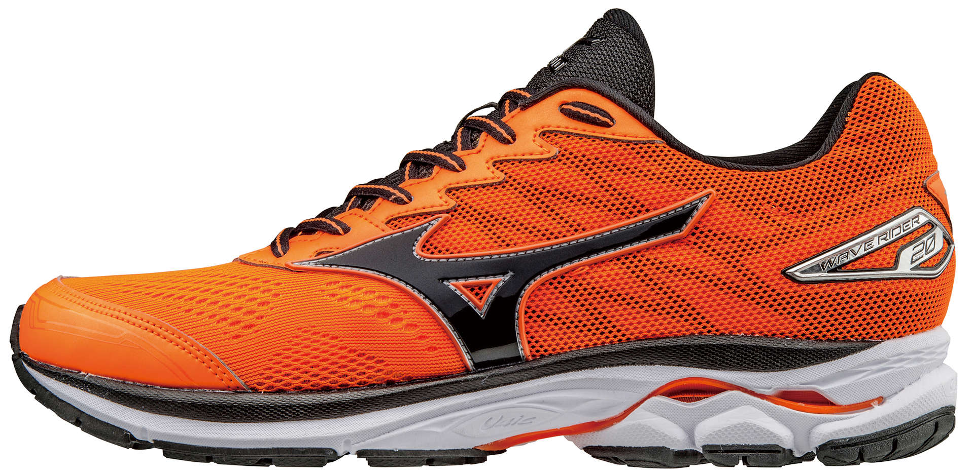 Mizuno Wave Rider 20 Oranje/Zwart/Zilver Heren koop je bij Futurumshop.nl