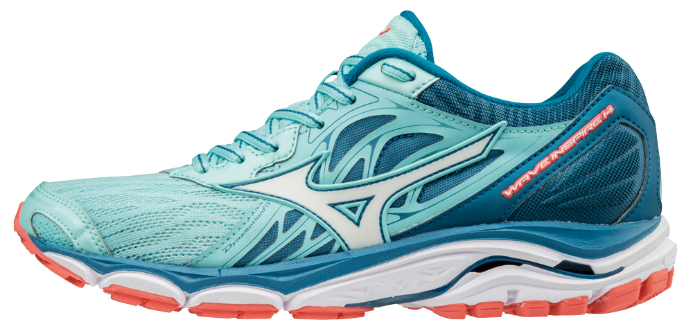 Mizuno Wave Inspire 14 Hardloopschoenen Groen/Wit/Blauw Dames