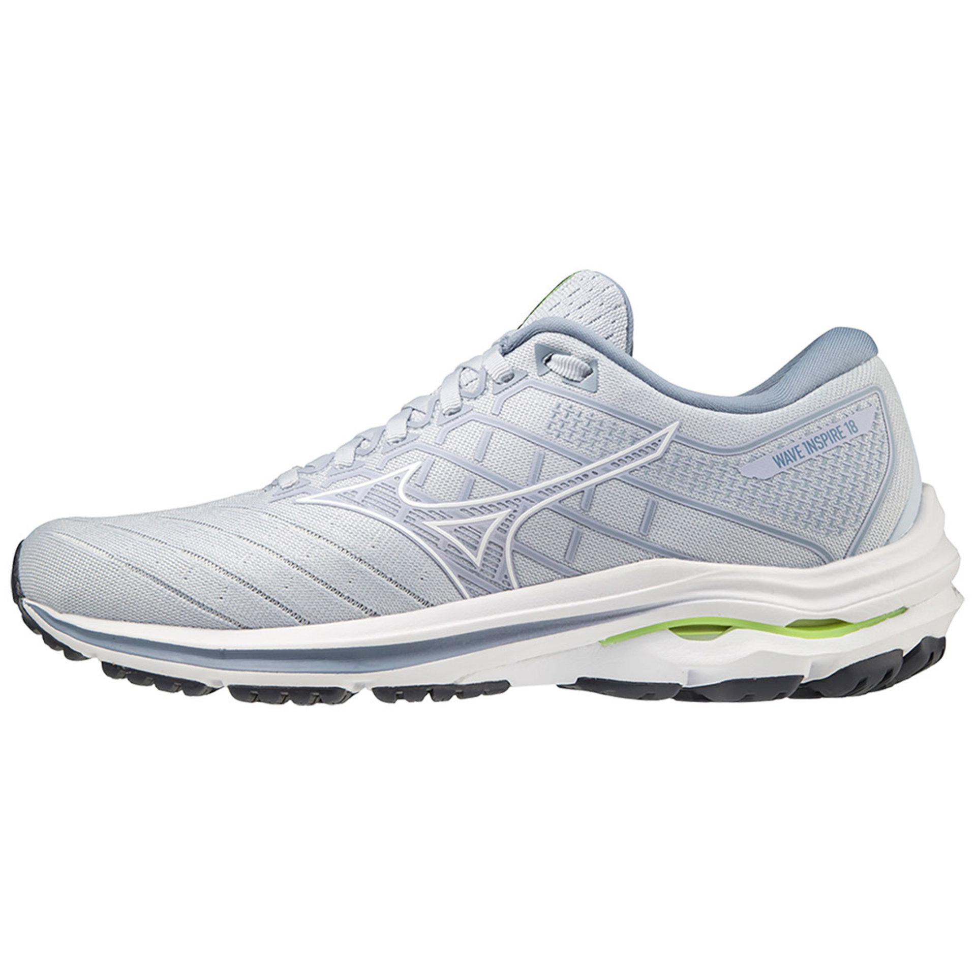 Mizuno Wave Inspire 18 Hardloopschoenen Grijs Wit Blauw Dames