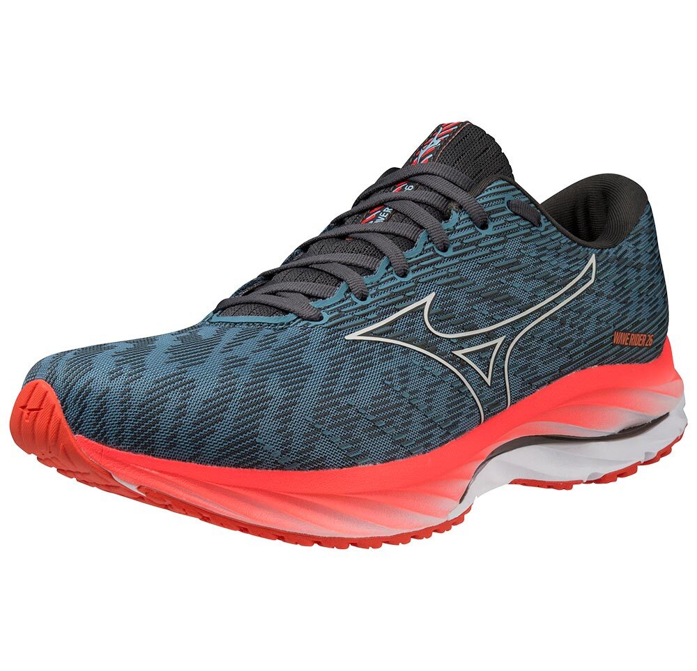 Mizuno Wave Rider 26 Hardloopschoenen Blauw/Roze/Wit Heren