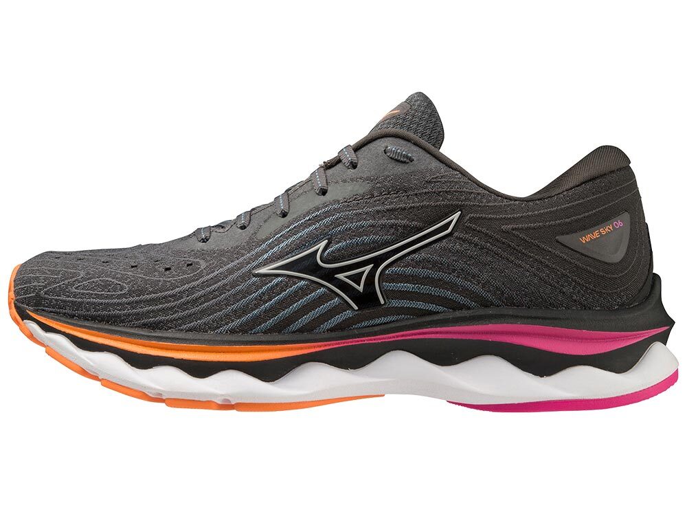 Mizuno Wave Sky 6 Hardloopschoenen Grijs/Paars/Oranje Dames