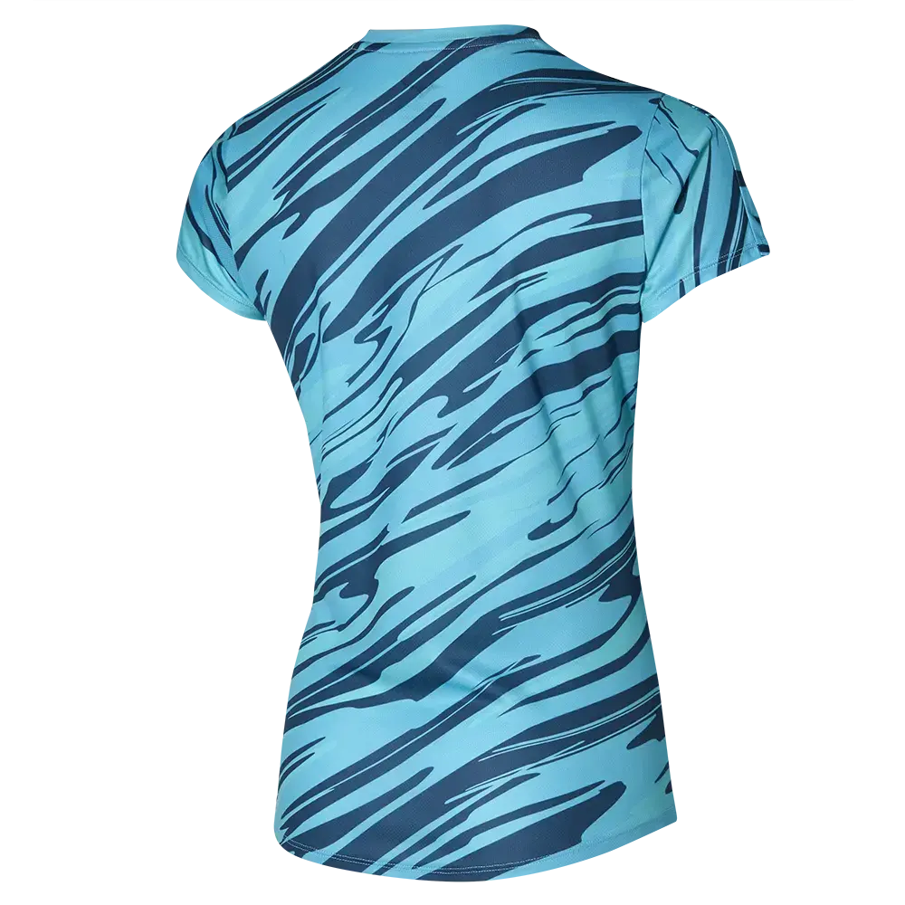 Mizuno Impulse Core Graphic Hardloopshirt Korte Mouwen Blauw/Blauw Dames
