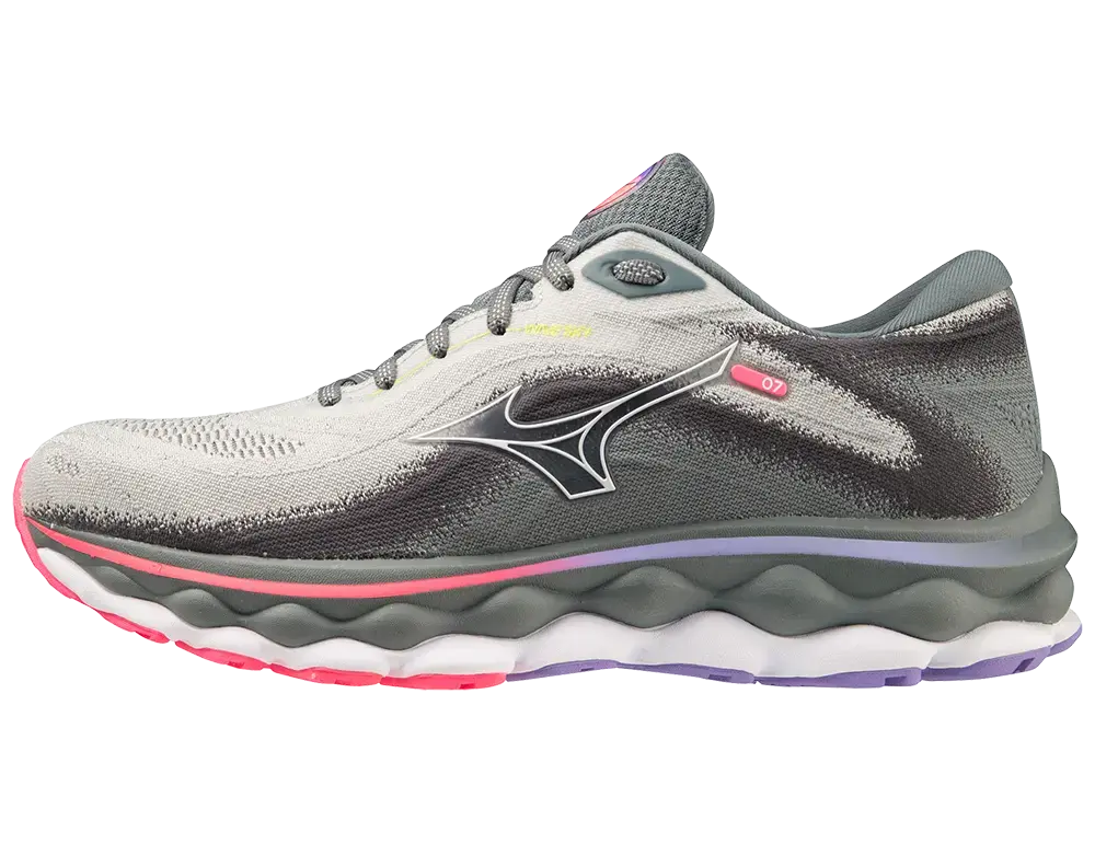 Mizuno Wave Sky 7 Hardloopschoenen Grijs/Wit/Roze Dames