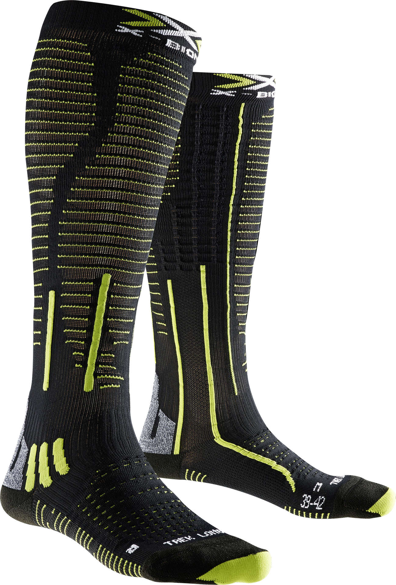 XBionic Effektor Compression Trekking Sokken Zwart/Grijs/Groen Heren