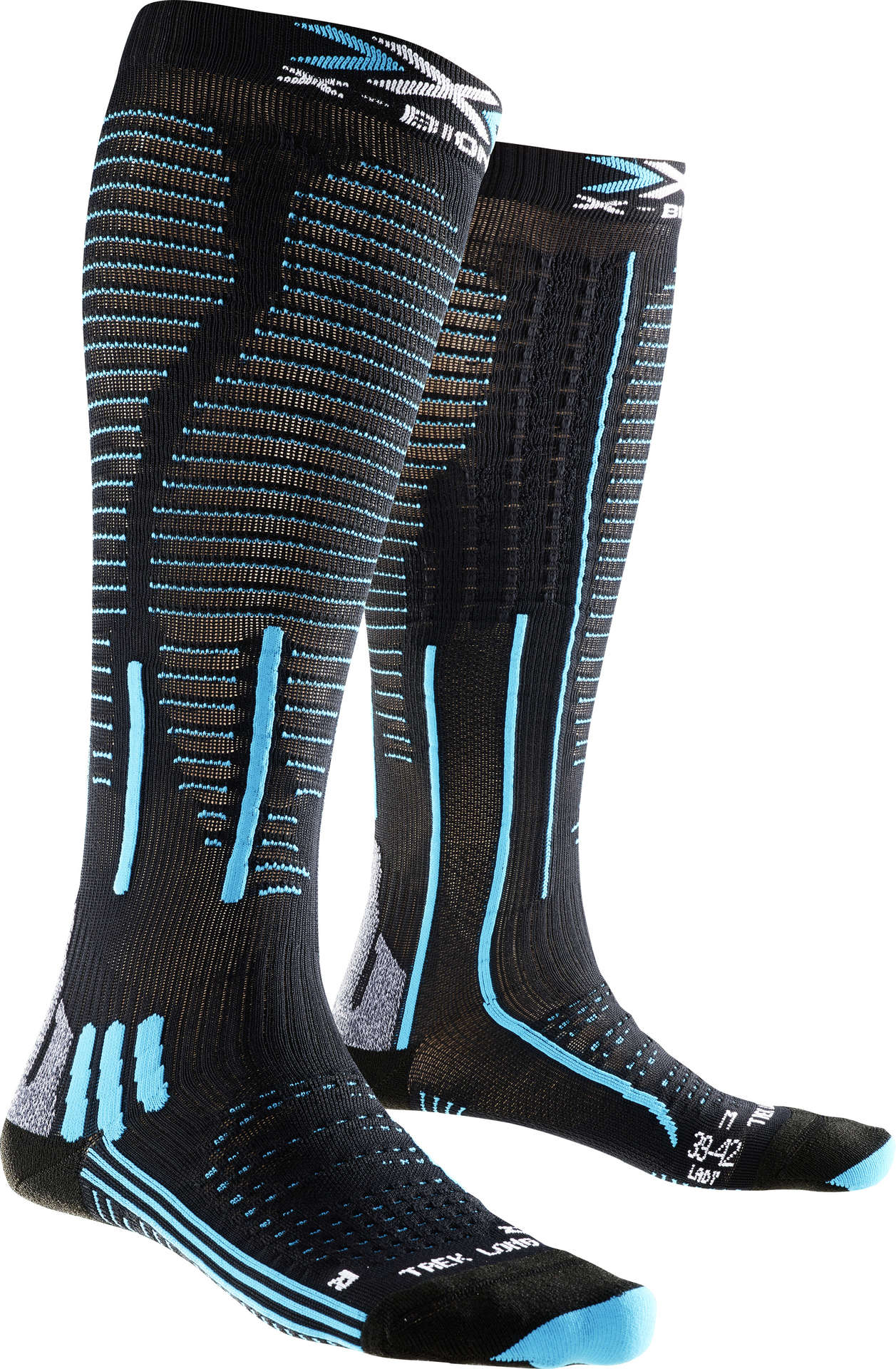 XBionic Effektor Compression Trekking Sokken Zwart/Grijs/Blauw Dames