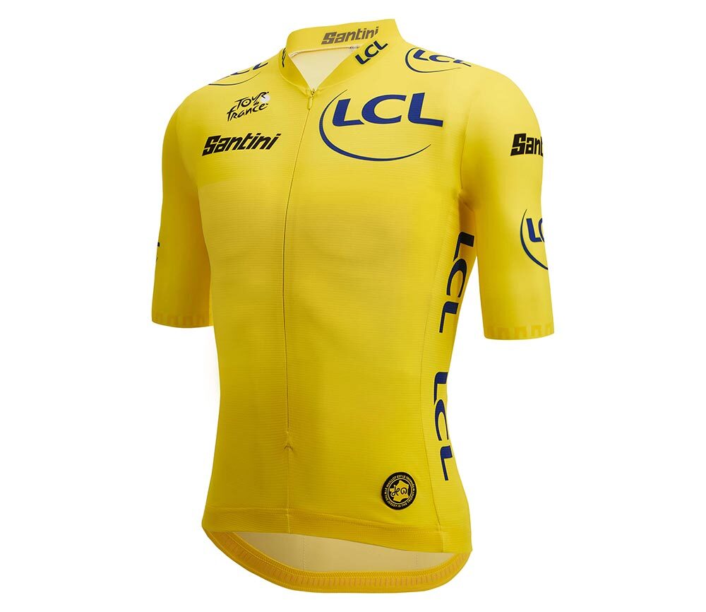 Santini Original Tour De France Gele Trui Fietsshirt Korte Mouwen Geel Heren