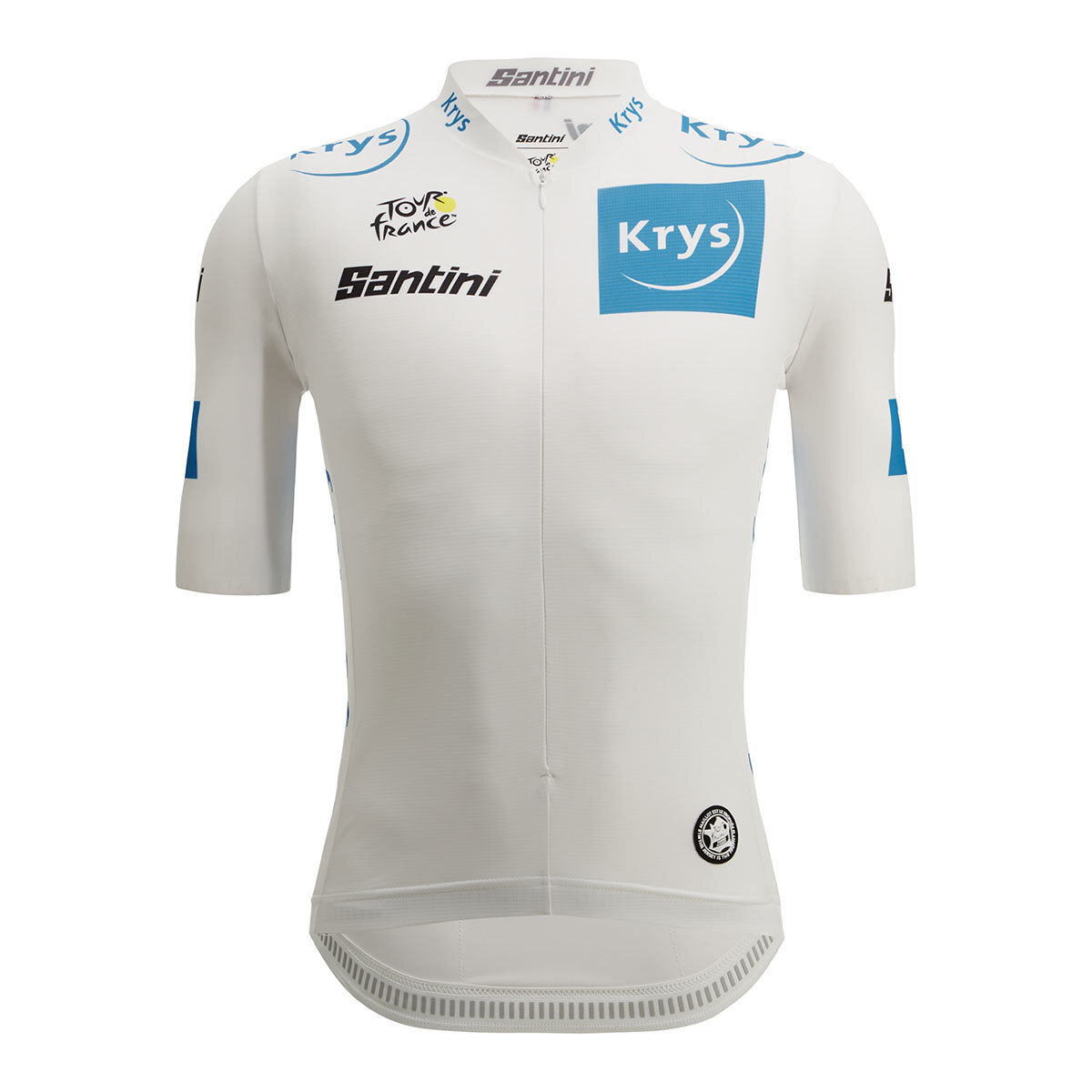 Santini Original Tour De France Witte Trui Fietsshirt Korte Mouwen Wit Heren