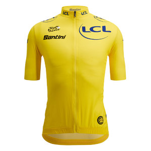 Santini Replica Tour De France Gele Trui Fietsshirt Korte Mouwen Geel Heren