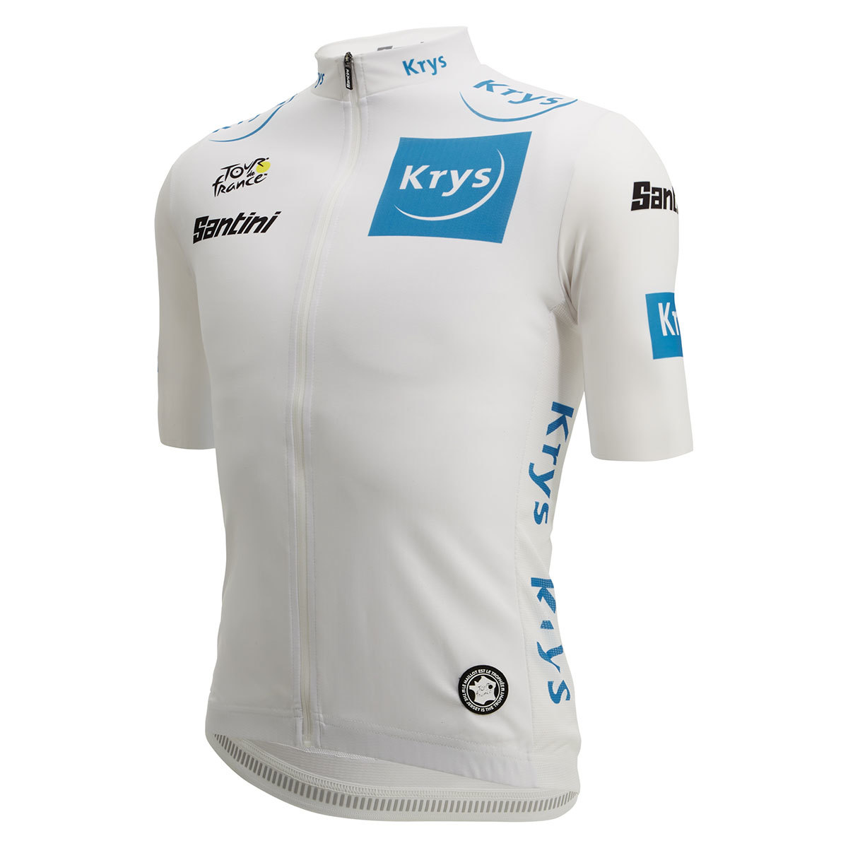 Santini Replica Tour De France Witte Trui Fietsshirt Korte Mouwen Wit Heren
