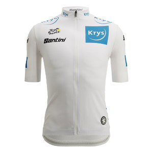 Santini Replica Tour De France Witte Trui Fietsshirt Korte Mouwen Wit Heren