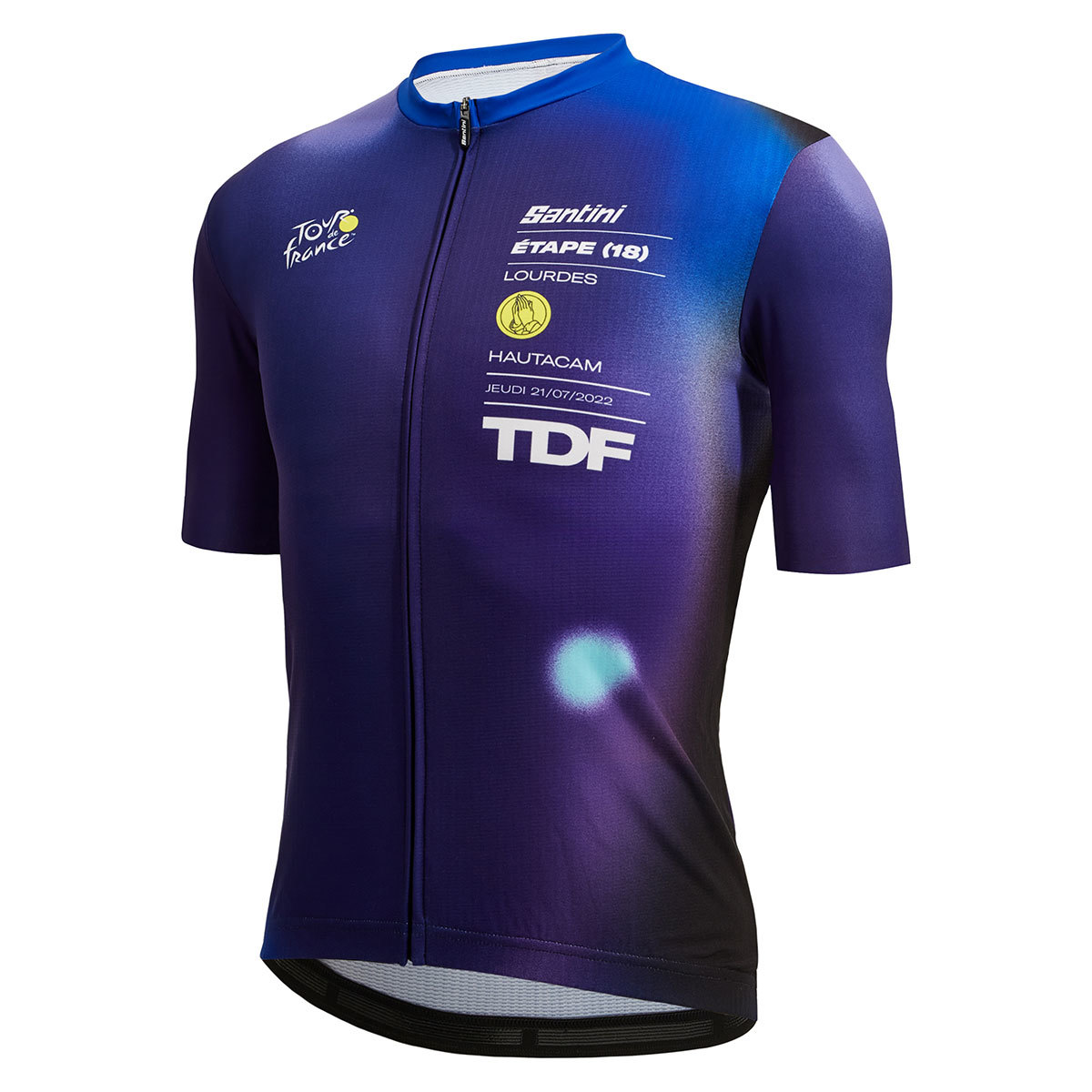 Santini Tour De France Official Lourdes Fietsshirt Korte Mouwen Blauw/Paars 