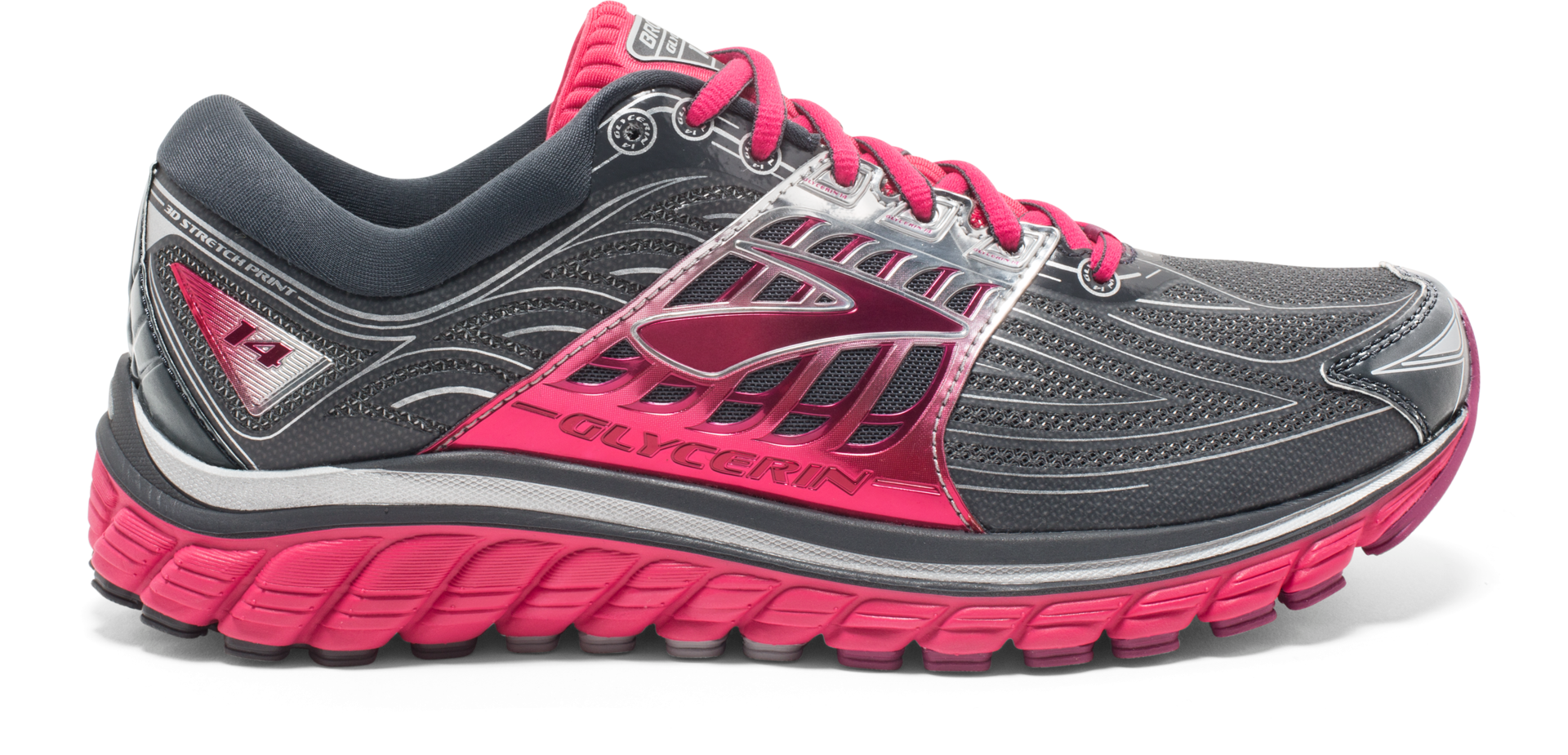 Brooks Glycerin 14 Hardloopschoenen Grijs/Azalea/Zilver Dames