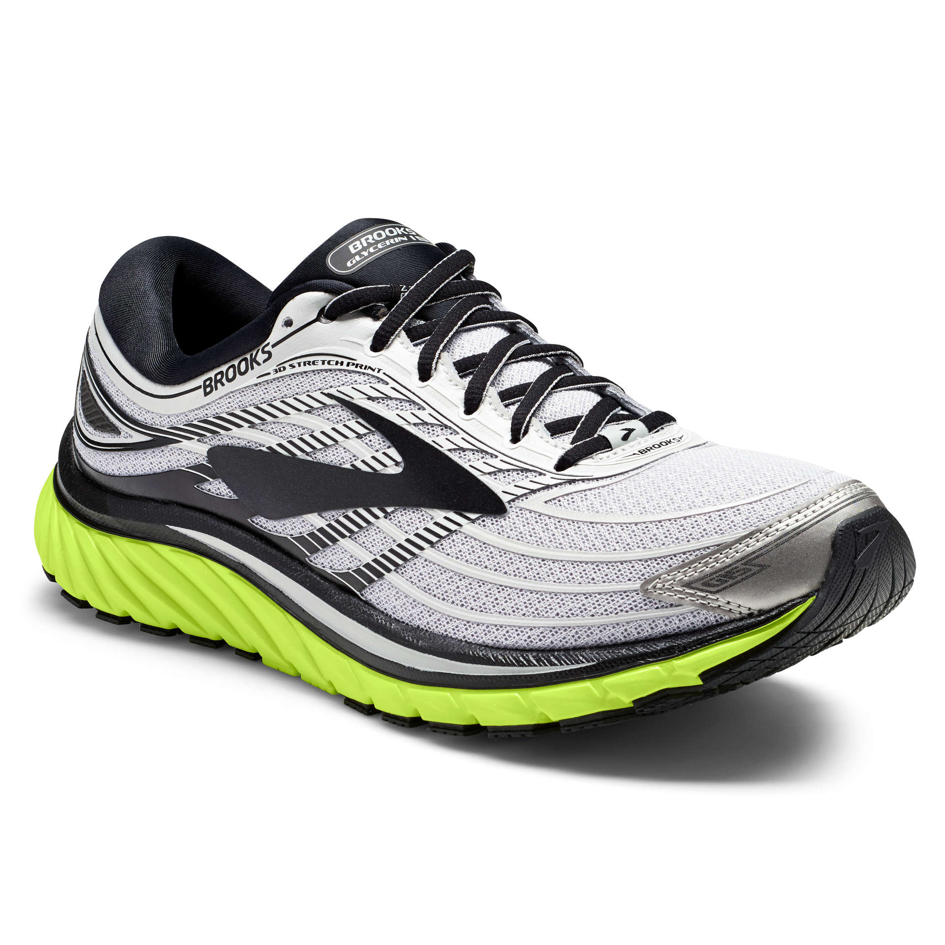 Brooks Glycerin 15 Hardloopschoenen Zilver/Zwart/Geel Heren