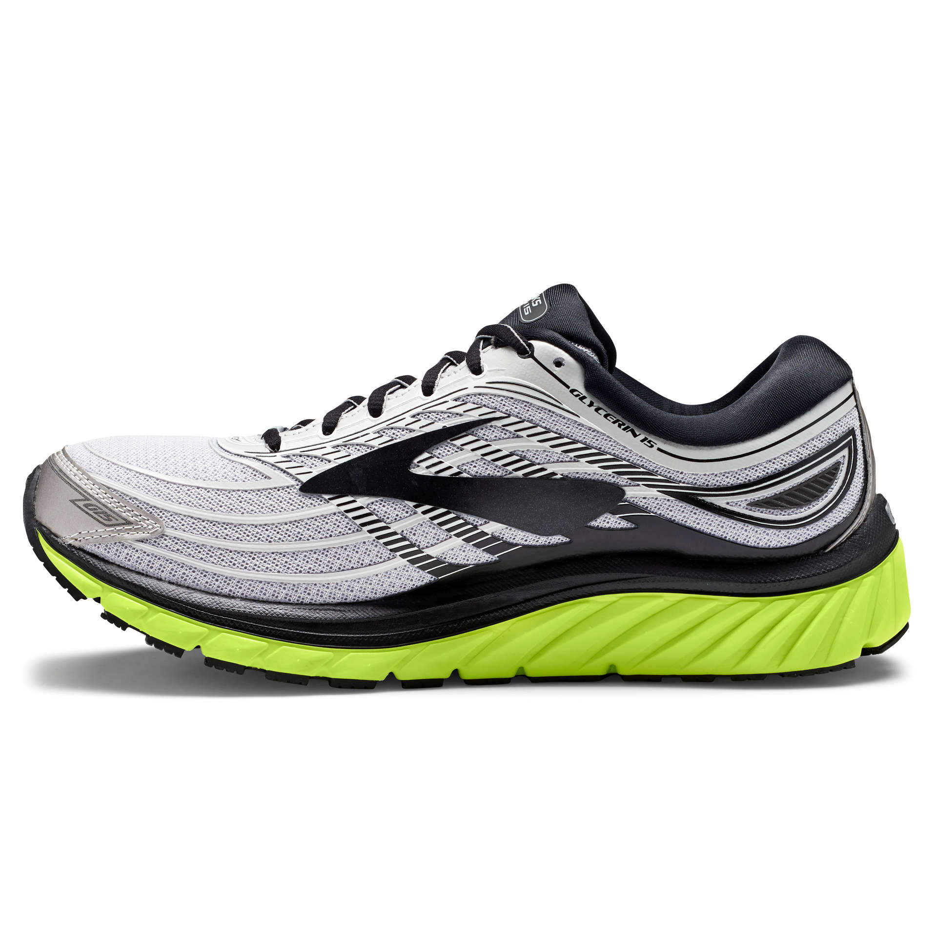 Brooks Glycerin 15 Hardloopschoenen Zilver/Zwart/Geel Heren