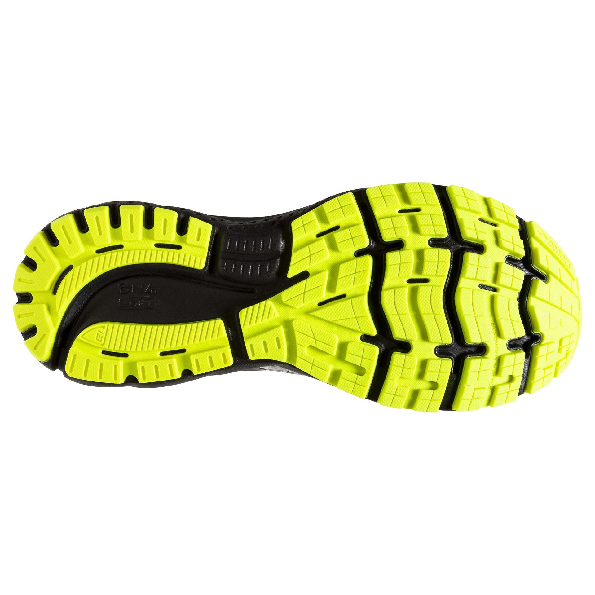 Brooks Ghost 13 Hardloopschoenen Zwart/Wit/Fluo Geel Dames koop je bij