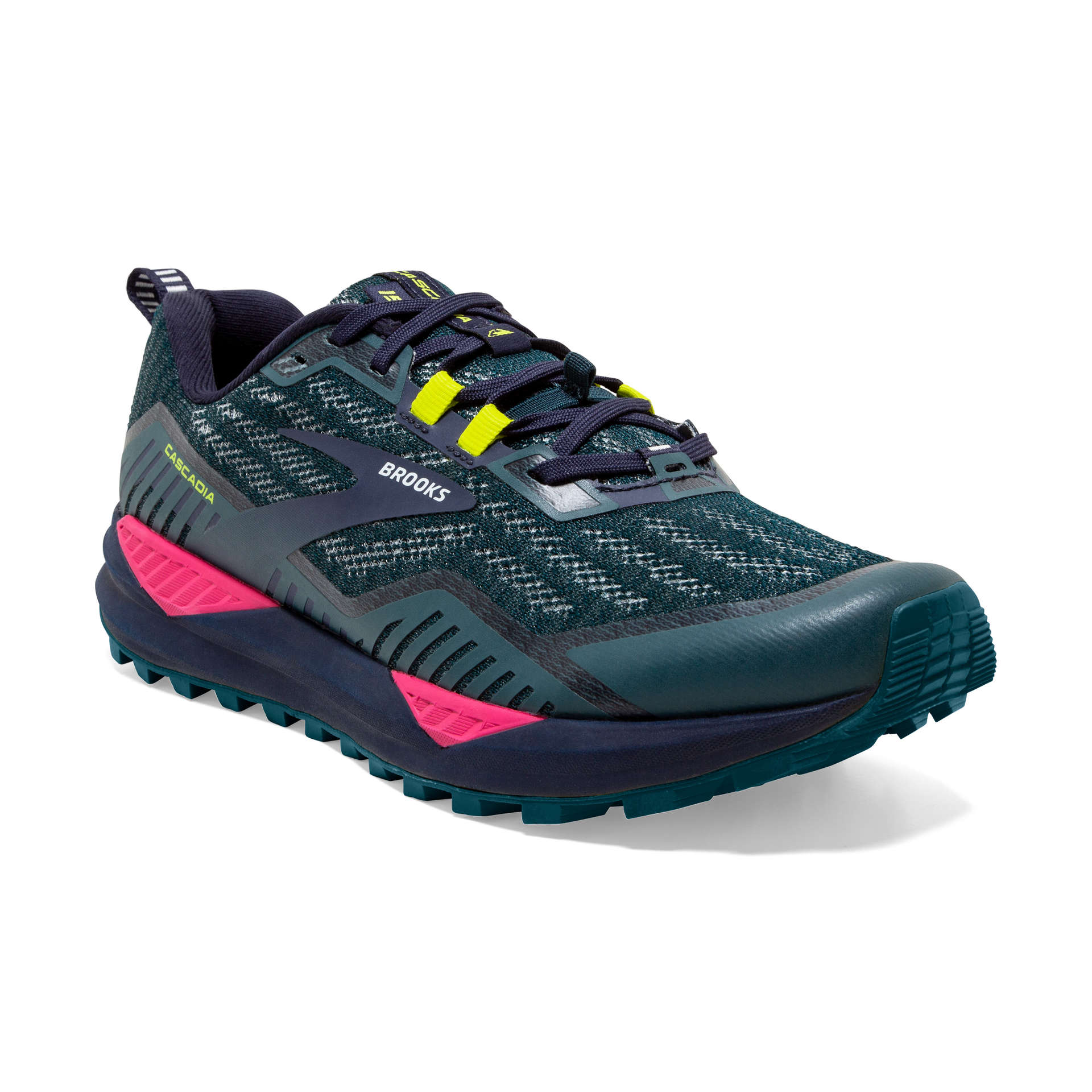 Brooks Cascadia 15 Trail Hardloopschoenen Donkerblauw/Roze/Geel Dames