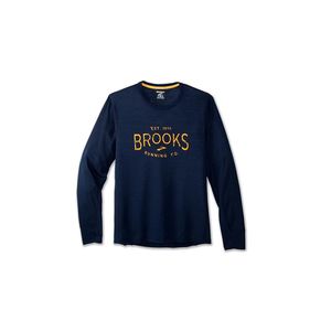 Brooks Distance Graphic Hardloopshirt Lange Mouwen Donkerblauw Heren