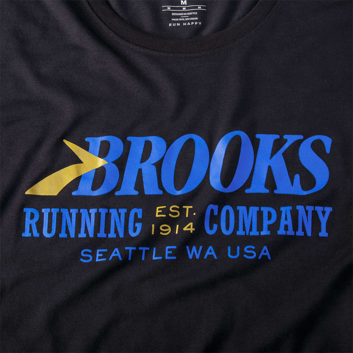 Brooks Distance Graphic Hardloopshirt Lange Mouwen Zwart/Blauw Heren