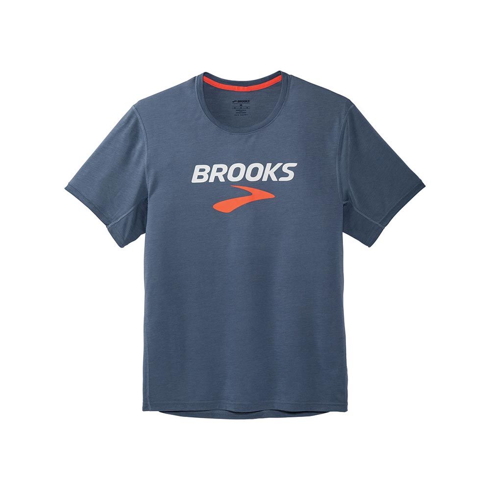 Brooks Distance Graphic Hardloopshirt Korte Mouwen Grijs Heren