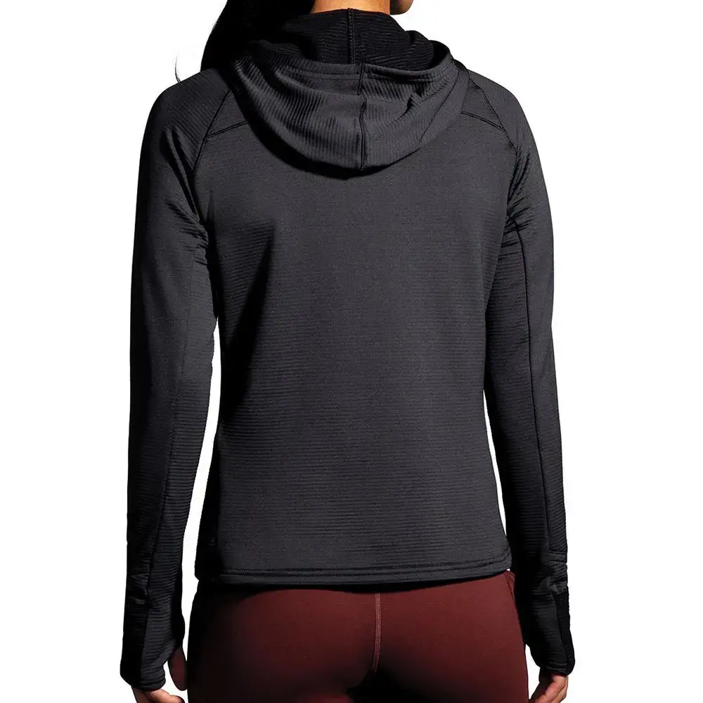 Brooks Notch Thermal Hoodie 2.0 Hardloopshirt Lange Mouwen Zwart Dames