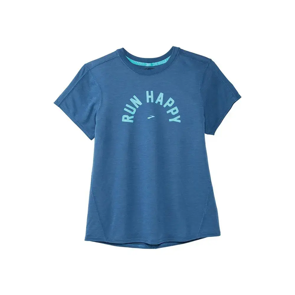 Brooks Distance Graphic Hardloopshirt Korte Mouwen Blauw Dames