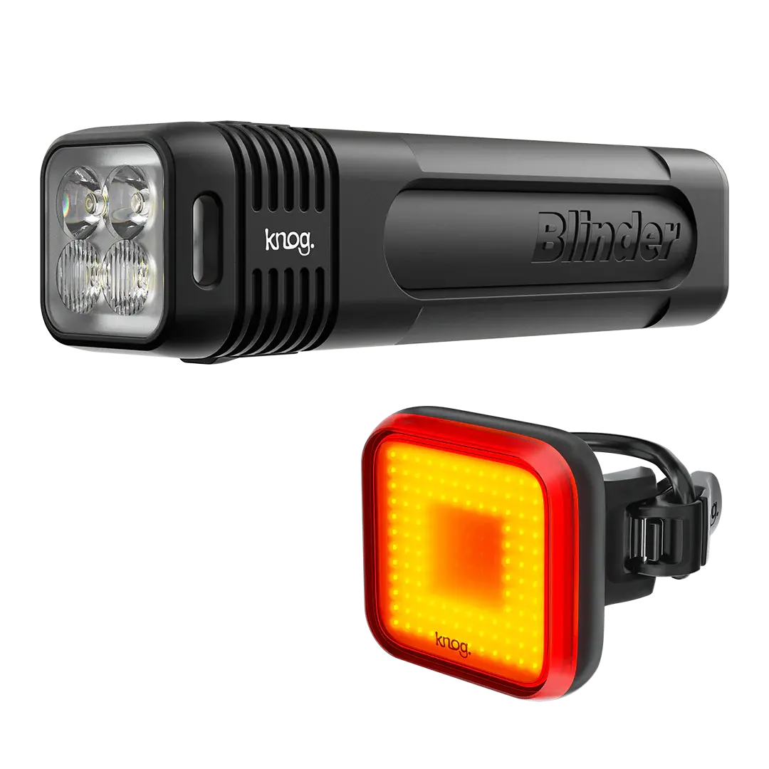 Knog Blinder Pro 900 + Blinder Square Rear Twinpack Verlichtingsset Zwart