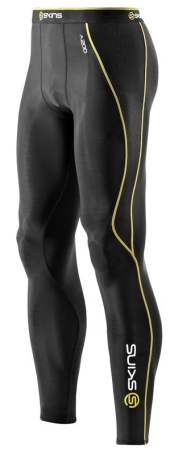 Skins A200 Long Tights Heren Zwart/Geel 
