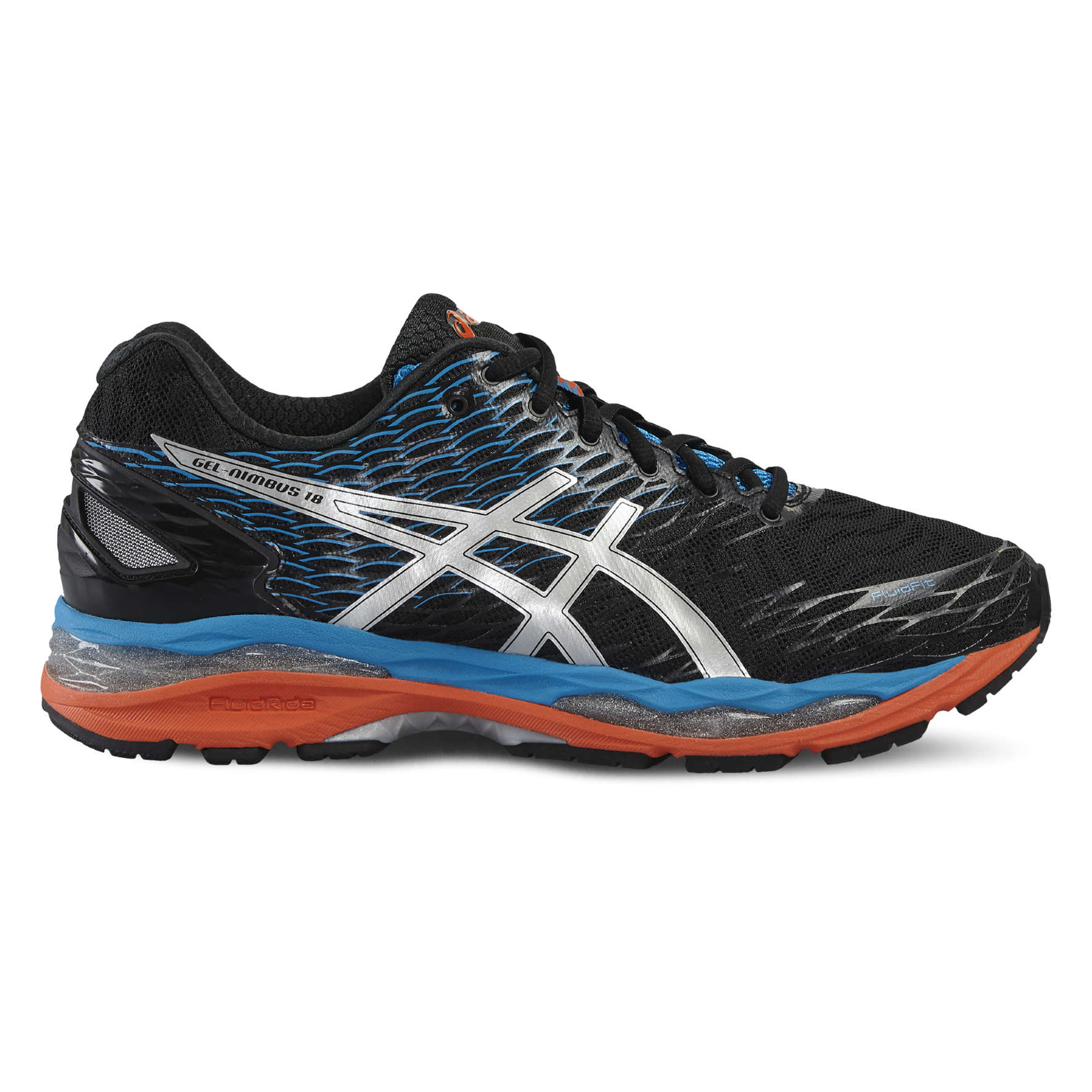 ASICS Gel Nimbus 18 Hardloopschoenen Zwart/Blauw/Oranje Heren