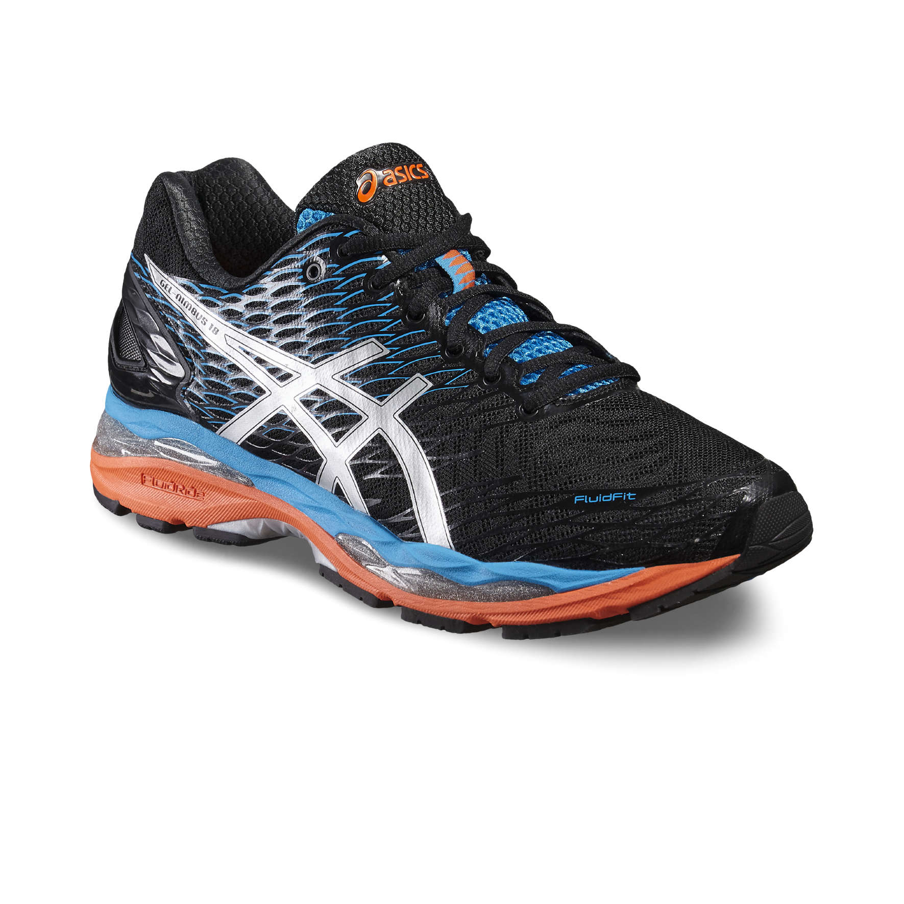 ASICS Gel Nimbus 18 Hardloopschoenen Zwart/Blauw/Oranje Heren