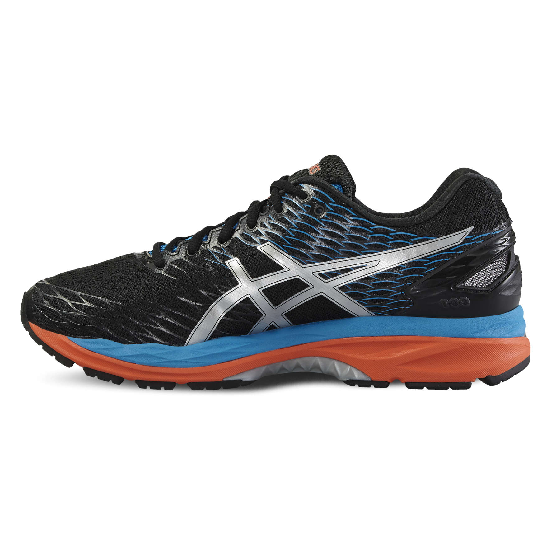 ASICS Gel Nimbus 18 Hardloopschoenen Zwart/Blauw/Oranje Heren