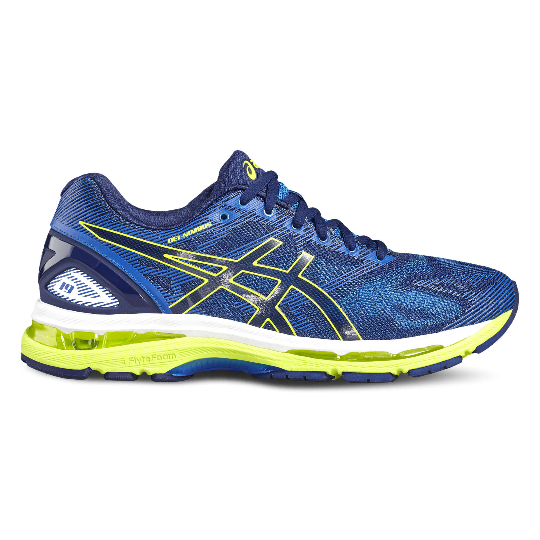 ASICS Gel Nimbus 19 Hardloopschoenen Blauw Geel Heren koop je bij Futurumshop