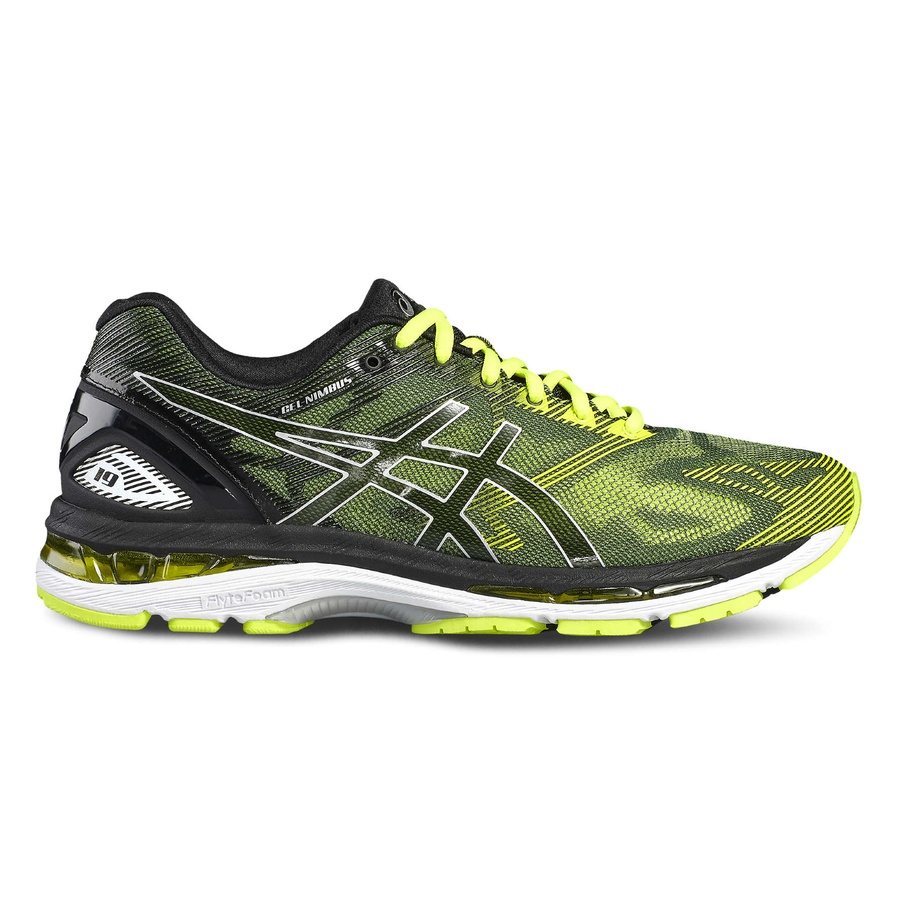 ASICS Gel Nimbus 19 Hardloopschoenen Zwart/Geel/Zilver Heren