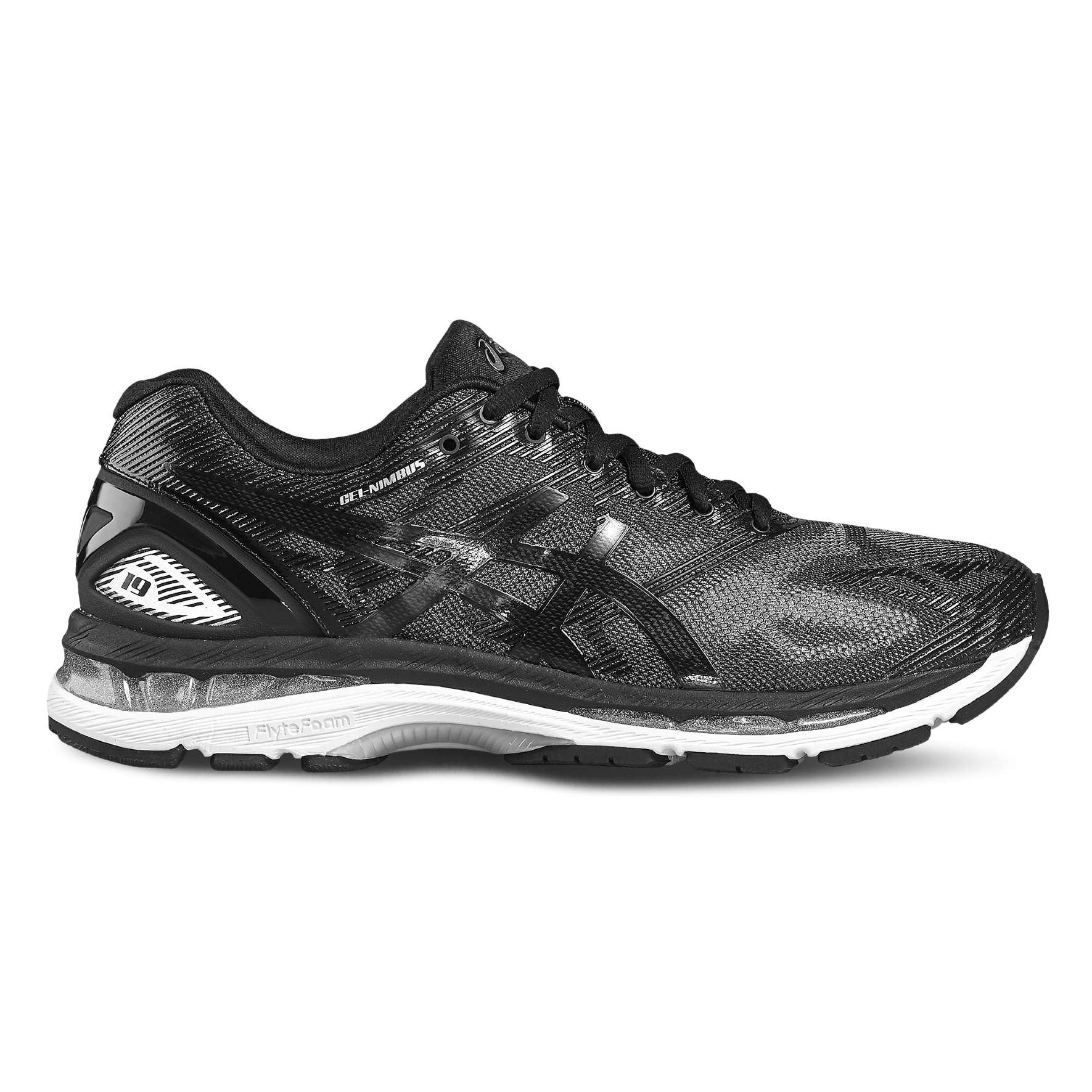 ASICS Gel Nimbus 19 Hardloopschoenen Zwart/Zilver/Wit Heren