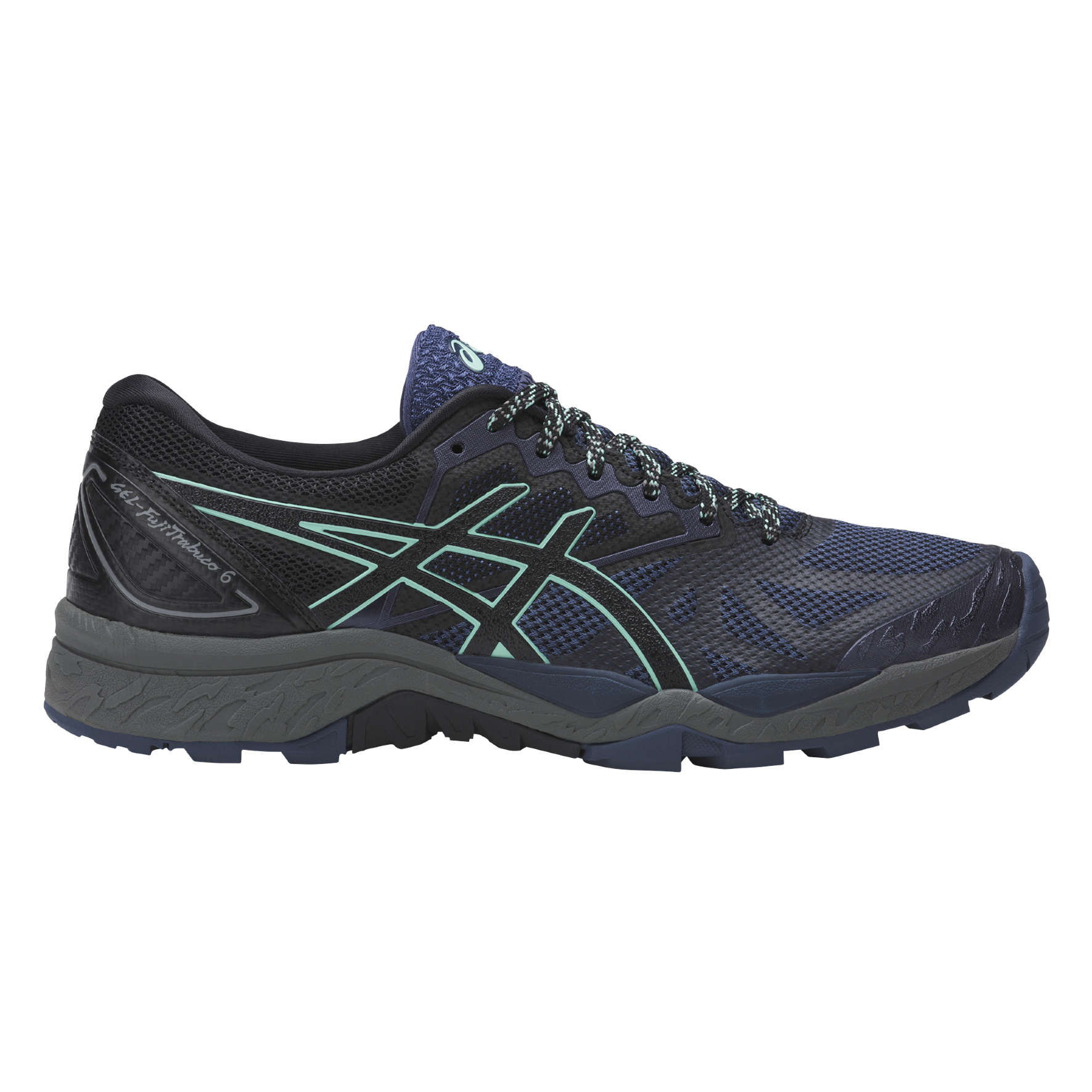 ASICS Gel FujiTrabuco 6 Trail Hardloopschoenen Donkerblauw/Zwart/Groen Dames