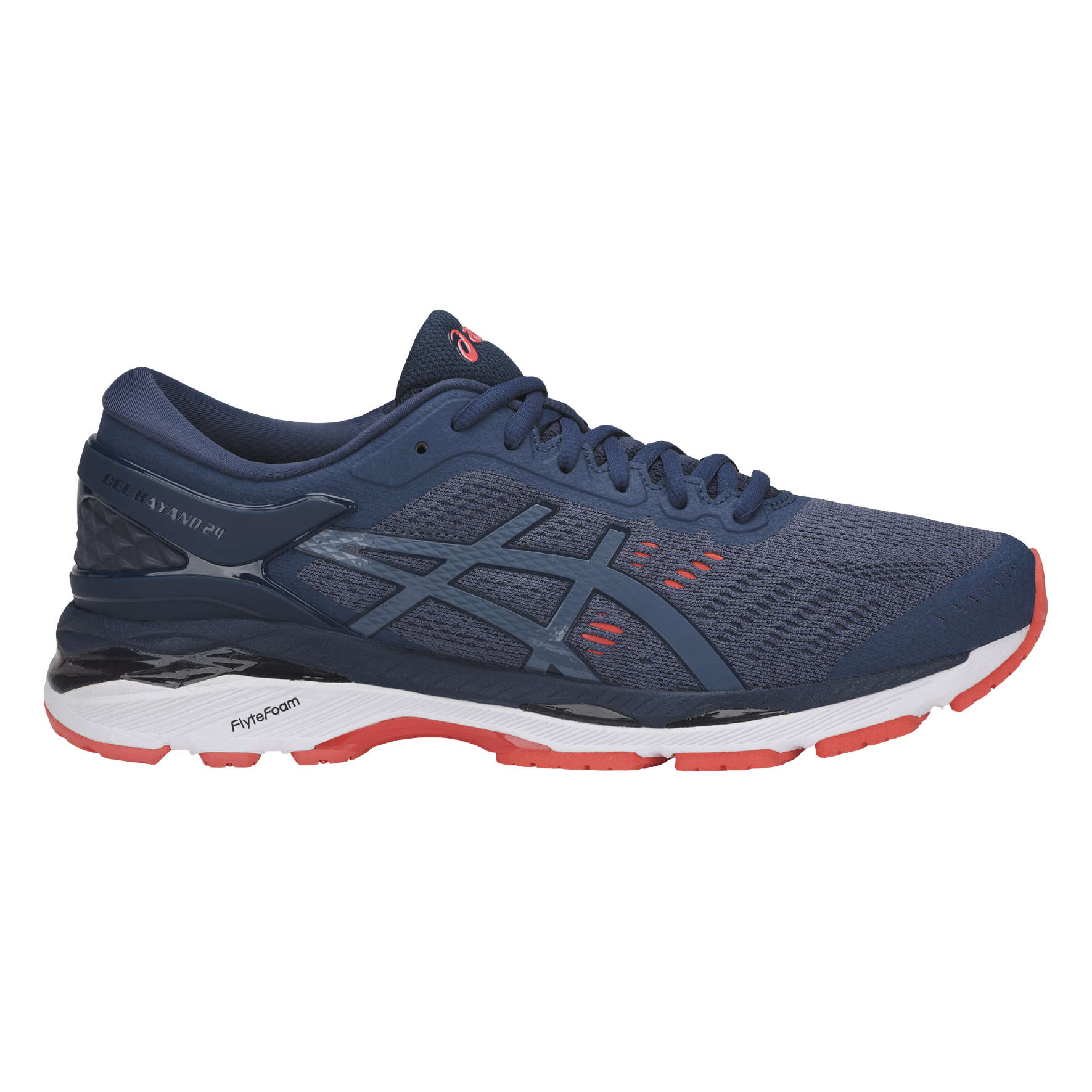 ASICS Gel Kayano 24 Hardloopschoenen Blauw/Wit/Rood Heren